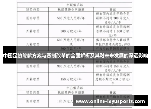 中国足协降薪方案与赛制改革的全面解析及其对未来发展的深远影响