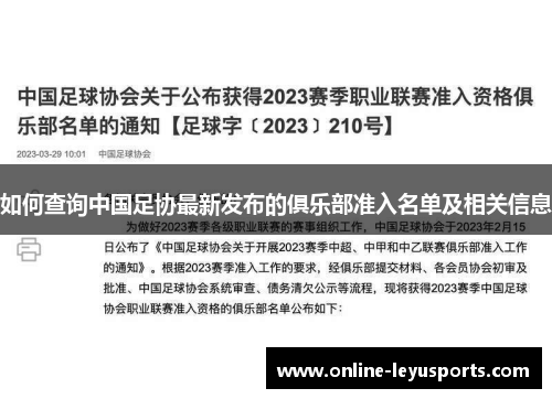 如何查询中国足协最新发布的俱乐部准入名单及相关信息